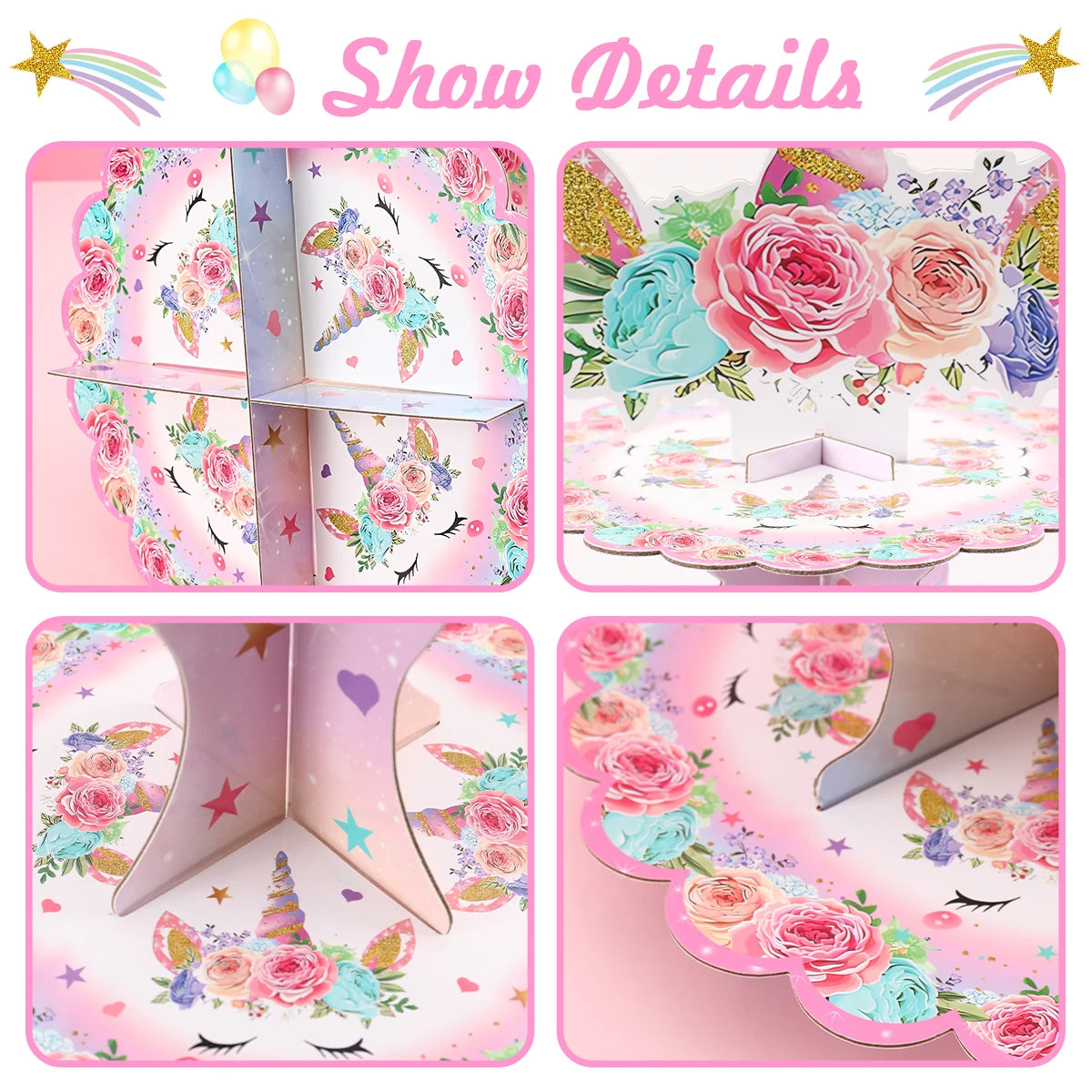 Cake Display Stand Jungle Mermaid Birthday Party Decorations Kids Dessert Holder Cake Tray Butterfly Baby Shower Cupcake Support - AMULET RING STORE