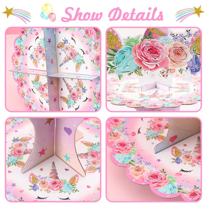 Cake Display Stand Jungle Mermaid Birthday Party Decorations Kids Dessert Holder Cake Tray Butterfly Baby Shower Cupcake Support - AMULET RING STORE