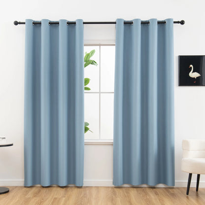 2pcs Modern 100% Blackout Curtain with Coated Lining, Curains for Bedroom, Living Room, Dining Room, Bathroom, Home Decor - AMULET RING STORE