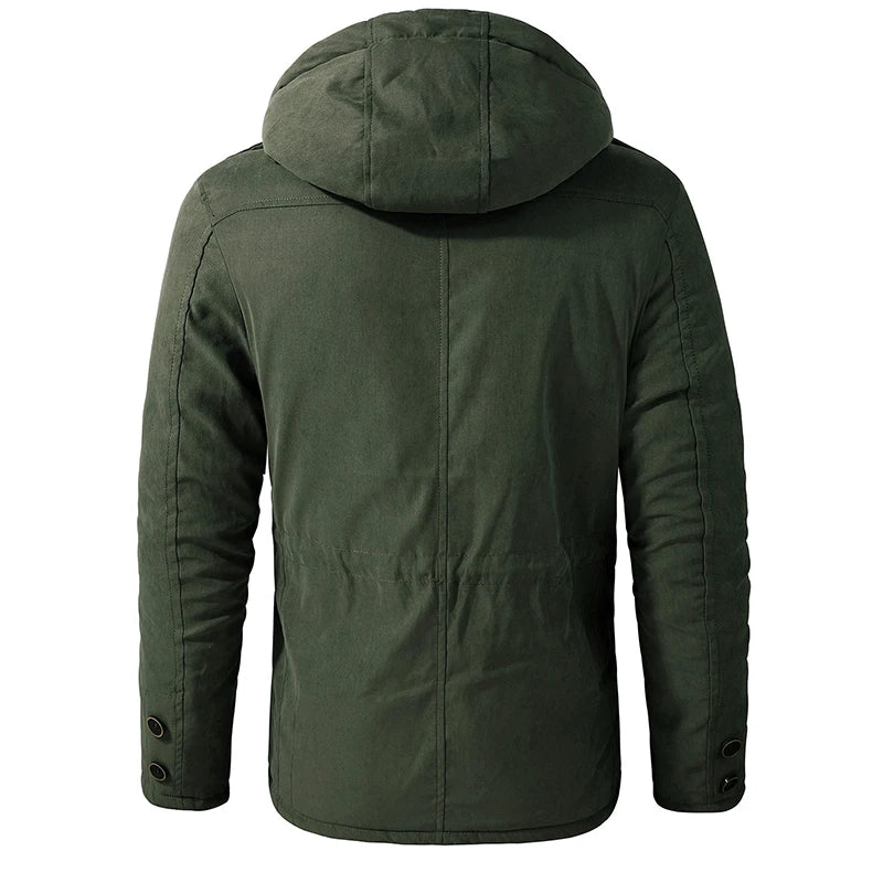 New Men's Thicken Parkas Warm Winter Jacket Cashmere Fleece Coats Military Outdoor Cotton-Padded Male Windbreaker Hooded Outwear