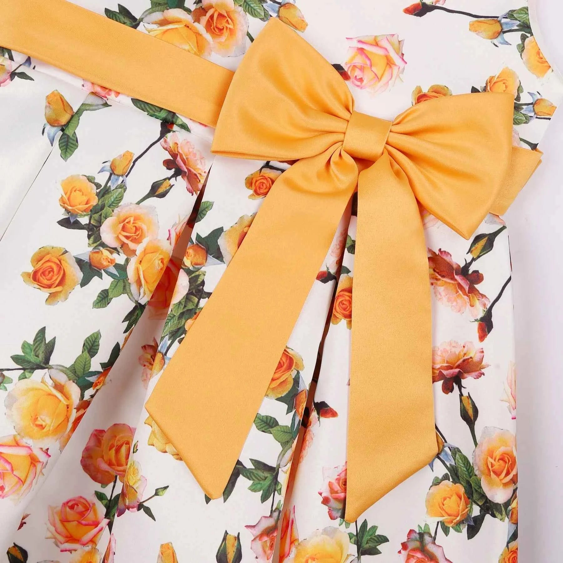 Girls Party Dresses Elegant Flower Printed Princess Dress Girls Birthday Party Wedding Bridesmaid Gown Girl's Ceremonial Dress