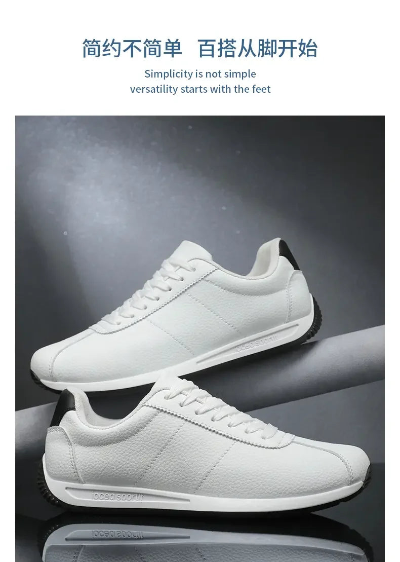 Leisure Running Summer Fashion Anti Slip Mountaineering PU Leather Sports Shoes Tennis Trend Hot Selling Men White Flat Shoes - AMULET RING STORE