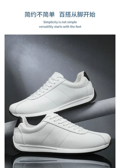 Leisure Running Summer Fashion Anti Slip Mountaineering PU Leather Sports Shoes Tennis Trend Hot Selling Men White Flat Shoes - AMULET RING STORE