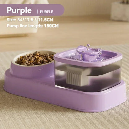 Auto Filter Mute 2-in-1 Pets Water Fountain USB Electric Cat Drinker Bowl Pet Feeder Recirculate Filtring Drinker for Cats Water - AMULET RING STORE