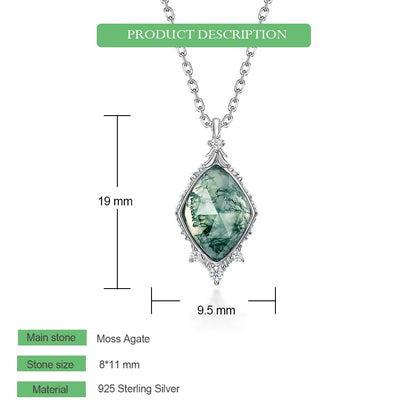 WES 100% 925 Silver Natural Unique Boho Moss Agate Pendant Necklace for Woman Earth Day Forest Jewelry Engagement Gift Wholesale - AMULET RING STORE