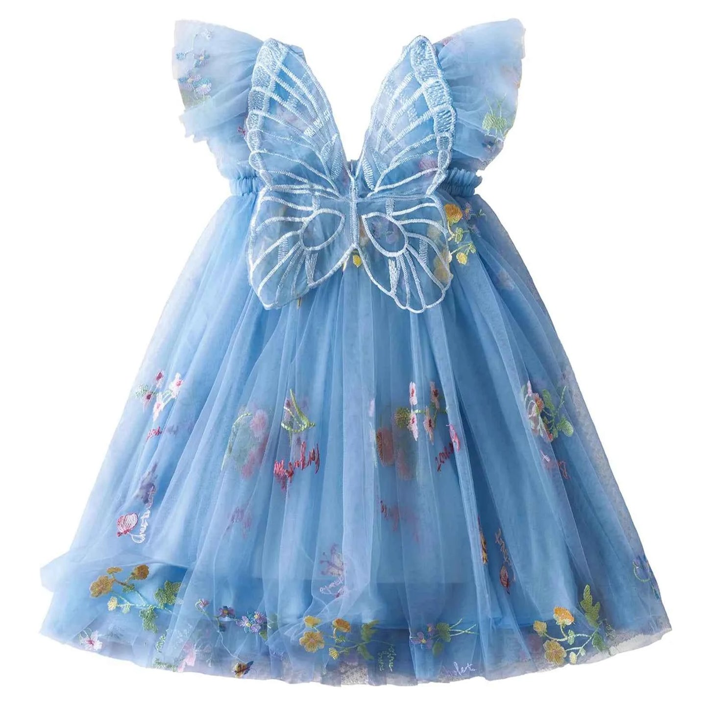 Delicate Party Prom Evening Dress Colorful Flower Embroidery Dresses Fashion Butterfly Princess Dress Birthday Princess Clothes
