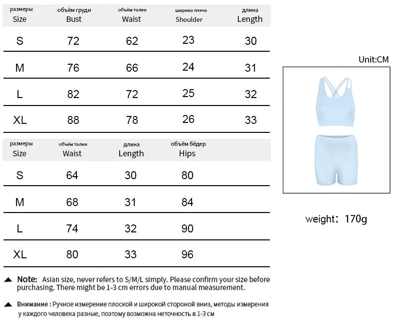 AODEBIAO Sports Fitness Women 2 Piece Set Summer O-Neck Sleeveless Camis And Shorts Slim Yoga Crop Top Pants Two Piece Set Lady