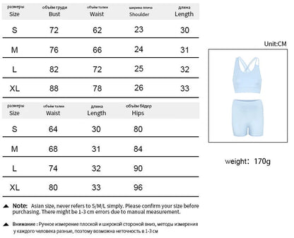 AODEBIAO Sports Fitness Women 2 Piece Set Summer O-Neck Sleeveless Camis And Shorts Slim Yoga Crop Top Pants Two Piece Set Lady