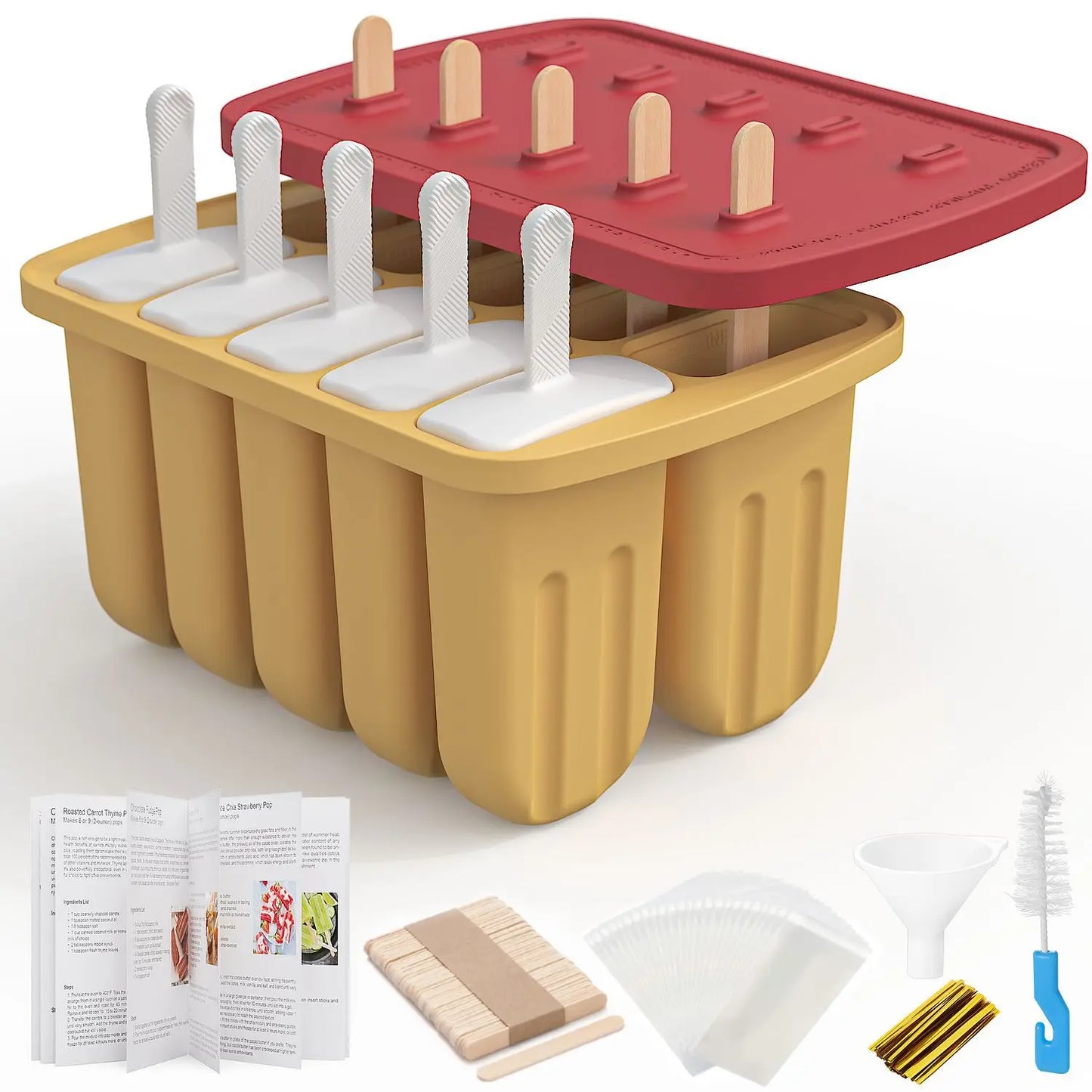Summer DIY Ice Cream Tools With Wooden Sticks Silicone Popsicle Molds Set Kitchen Accessories Quench Thirst Snacks for Children - AMULET RING STORE