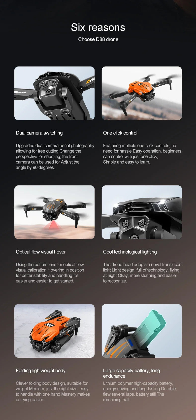 Xiaomi D88 Drone HD Dual Camera 3 Battery Professional Aerial Photography Optical Flow Hovering Gesture Shooting Folding Drone