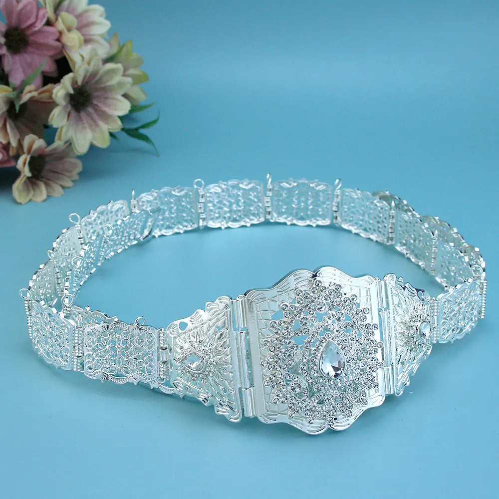 Arabic Style Women Belt Metal Waist Chain Adjustable Length Moroccan Caftan Belt