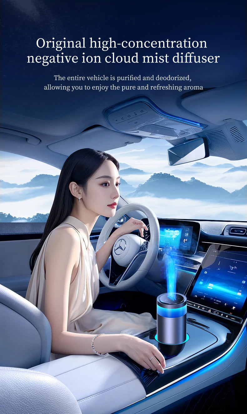 Car Diffuser Home Dual-Use Rechargeable Aromatherapy With Atmosphere Lights Smart Spray Car Air Freshener Fragrance Diffuser - AMULET RING STORE