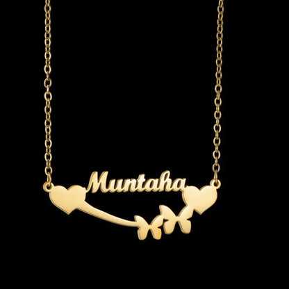 Personalized Love Heart Name Necklace - Stainless Steel Custom Jewelry