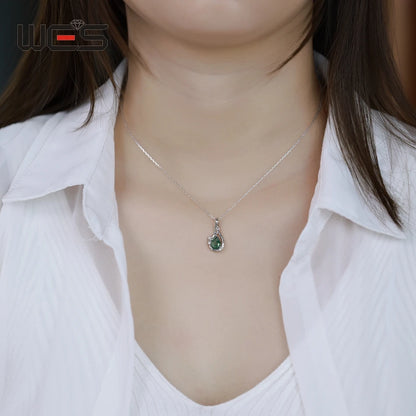 WES 100% 925 Silver Natural Unique Boho Moss Agate Pendant Necklace for Woman Earth Day Forest Jewelry Engagement Gift Wholesale - AMULET RING STORE