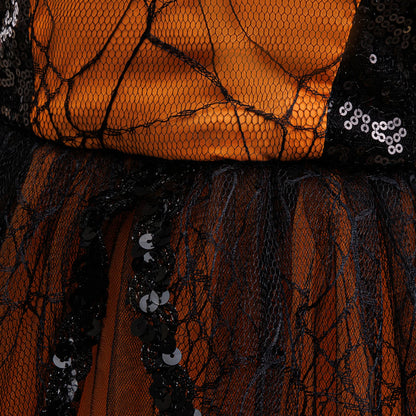 Girl Halloween costume 4-8 Yrs Halloween Theme Party Dresses Skeleton Bat Pumpkin Print Frocks Luxury Fluffy Kids Elegant Gown