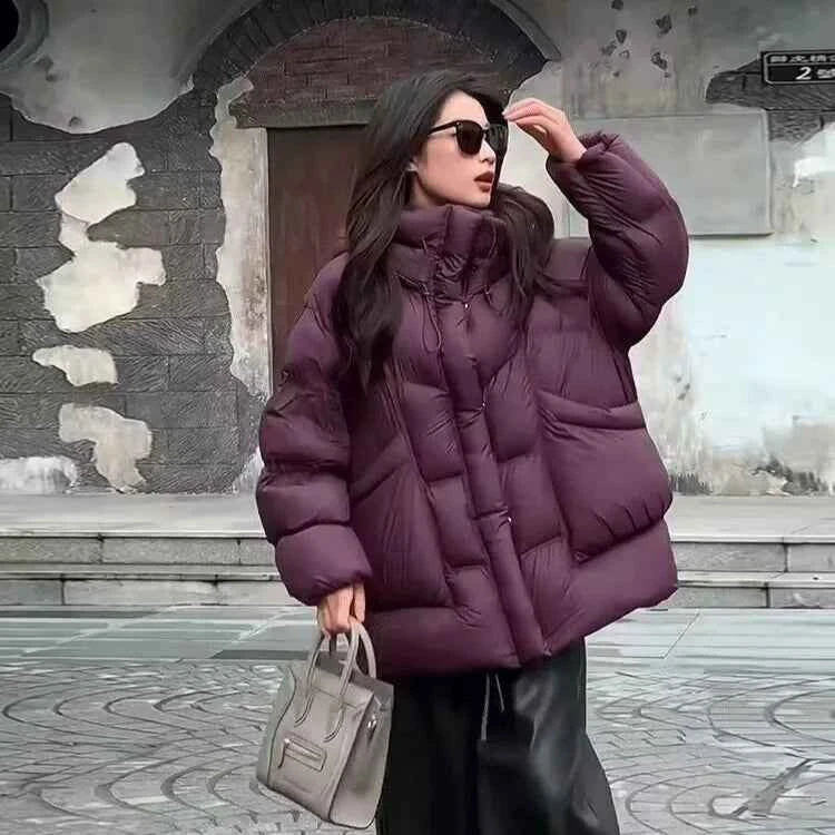 Puff Down Jacket Women's Winter Jacket Padded New Outerwear Hooded Versatile Loose Padding Thickened White Duck Down Warm Coat