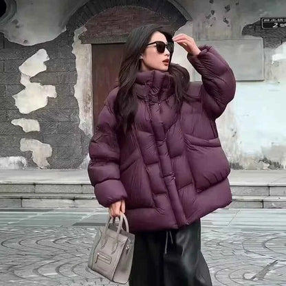 Puff Down Jacket Women's Winter Jacket Padded New Outerwear Hooded Versatile Loose Padding Thickened White Duck Down Warm Coat