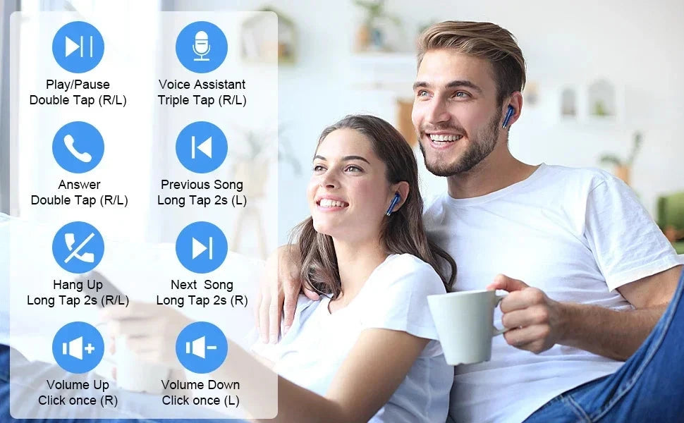 Wireless Earbuds, Bluetooth 5.3 Earbuds Stereo Bass, in-Ear Noise Cancelling Mic, Earphones IP7 Waterproof Sports, 40H Playback.