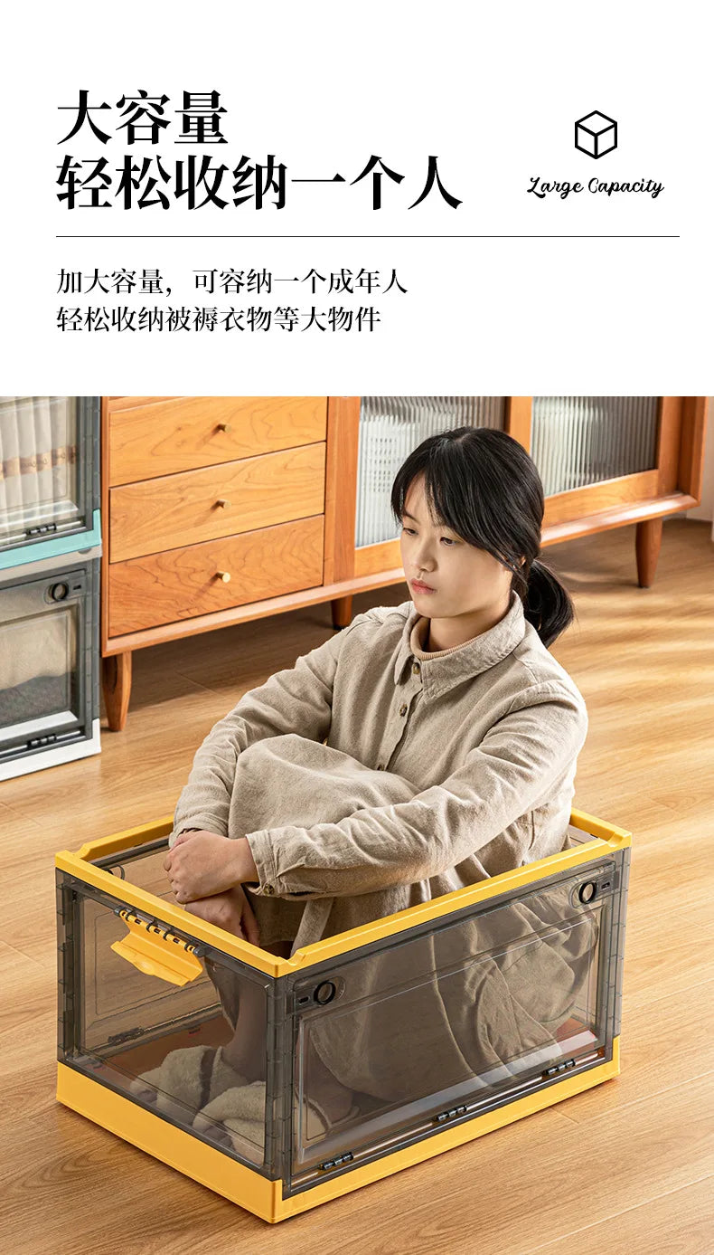 Foldable Storage Trunk Open Storage Box Transparent Storage Bin Home Wardrobe Clothes Organizer Large Capacity Sundries Box - AMULET RING STORE