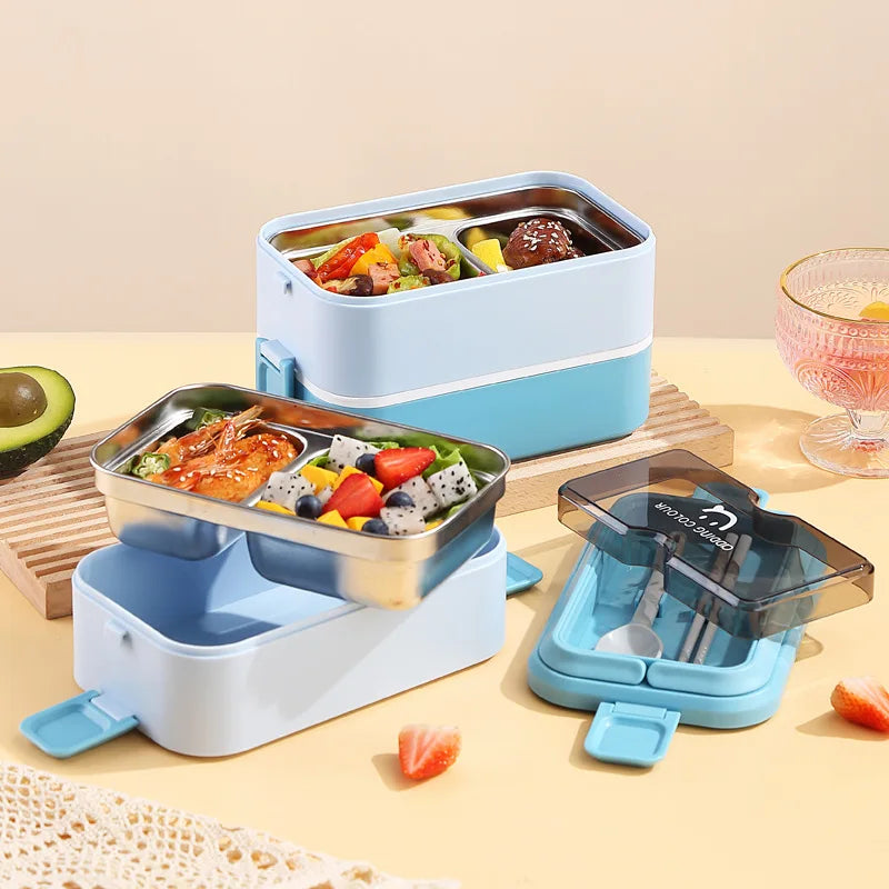 304 stainless steel lunch box for kids adult portable Microwavable insulated bento compartment multilayer food storage container - AMULET RING STORE