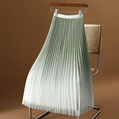 2023 Summer Tulle Mesh Gradient Skirt High-end High Waist Long Skirt Elegant Evening Party Sexy A-line Pleated Skirts Women Boho