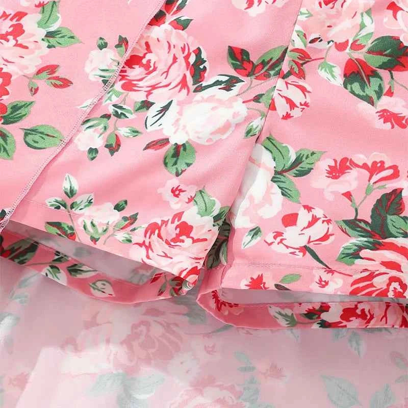 Two Piece Summer Girl Cute Breathable Shoulder Strap Printed Short Sleeved Skirt Pants Princess Birthday Party Costume Set