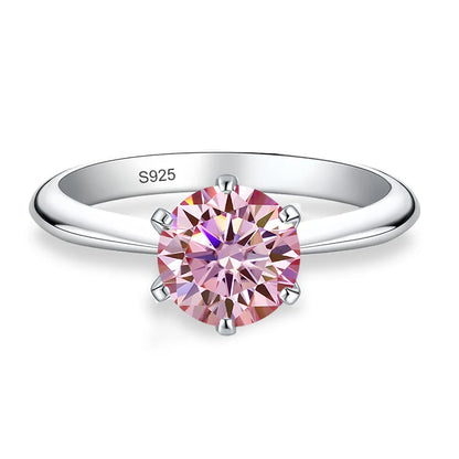 NeeTim 0.5ct 1ct 2ct 3ct Blue Pink Purple Black Moissanite Rings for Women Sterling 925 Silver Wedding Party Band Woman's Ring