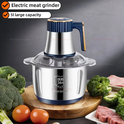 Electric Meat Grinder 304 Stainless Steel Food Processor Multifunctional Meat Vegetable Fruit Garlic Chopper Kitchen Appliances - AMULET RING STORE
