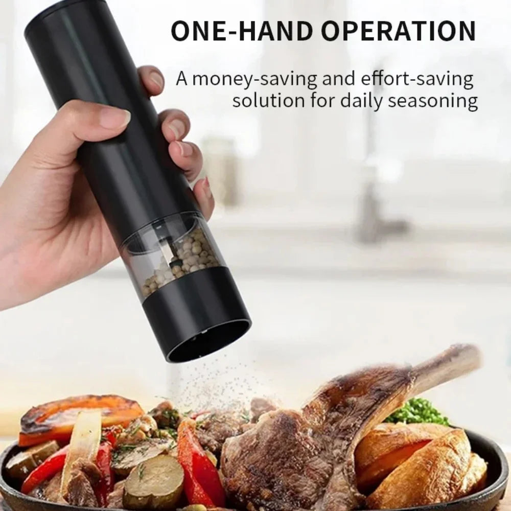 USB Rechargeable Electric Salt and Pepper Grinder Adjustable Coarseness Large Capacity Auto Spices Grinders Kitchen Cooking Tool - AMULET RING STORE