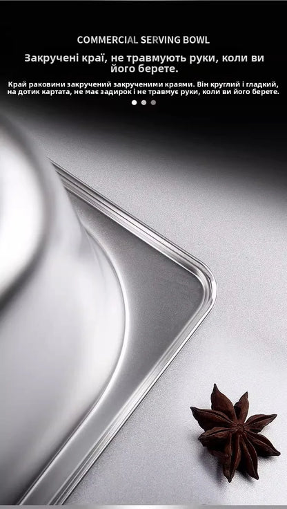 Stainl Steel Rectangular Covered Small Seasoning Box Food Container Thermal Rectangular Basin for Restaurant Kitchen - AMULET RING STORE