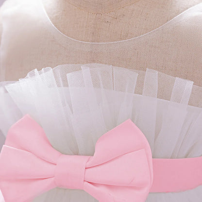 Toddler Flower Bow Party Baby Girl Dress Sequins Wedding Bridesmaids Dress for Girls Elegant 1st Birthday Evening Prom Costumes