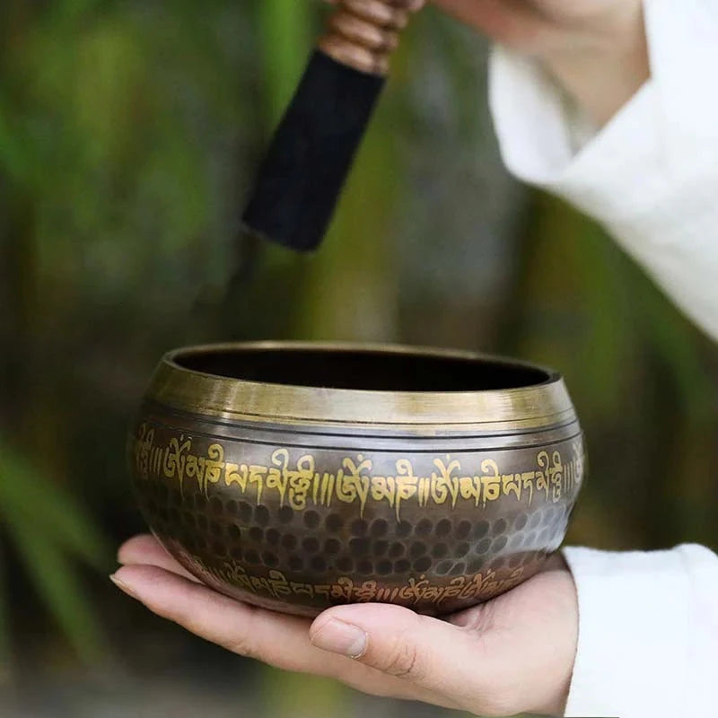 Nepal Handmade Tibetan Bowls Large Brass Singing Bowl Buddhist Meditation Sound Therapy Chakras Healing Sound Bowls Mindfulness - AMULET RING STORE