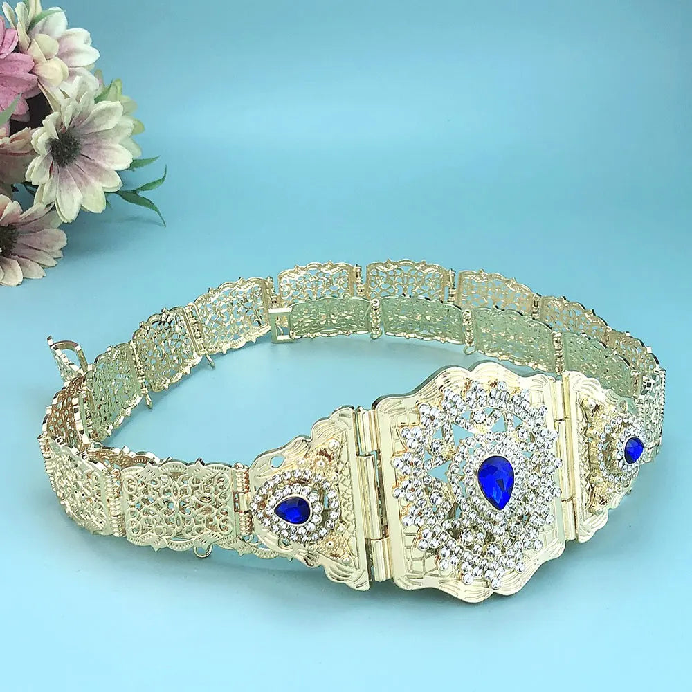 Arabic Style Women Belt Metal Waist Chain Adjustable Length Moroccan Caftan Belt