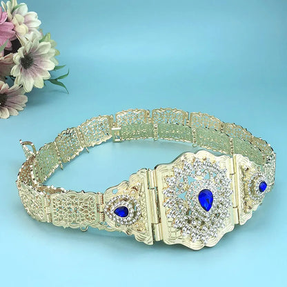 Arabic Style Women Belt Metal Waist Chain Adjustable Length Moroccan Caftan Belt