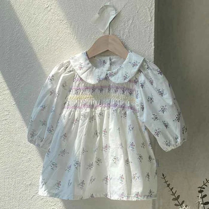 2024 New Autumn 0-3Yrs Kids Princess Dress Baby Bodysuits Long Sleeved Cotton Print Infant Baby Girls Party Dress Sister Clothes