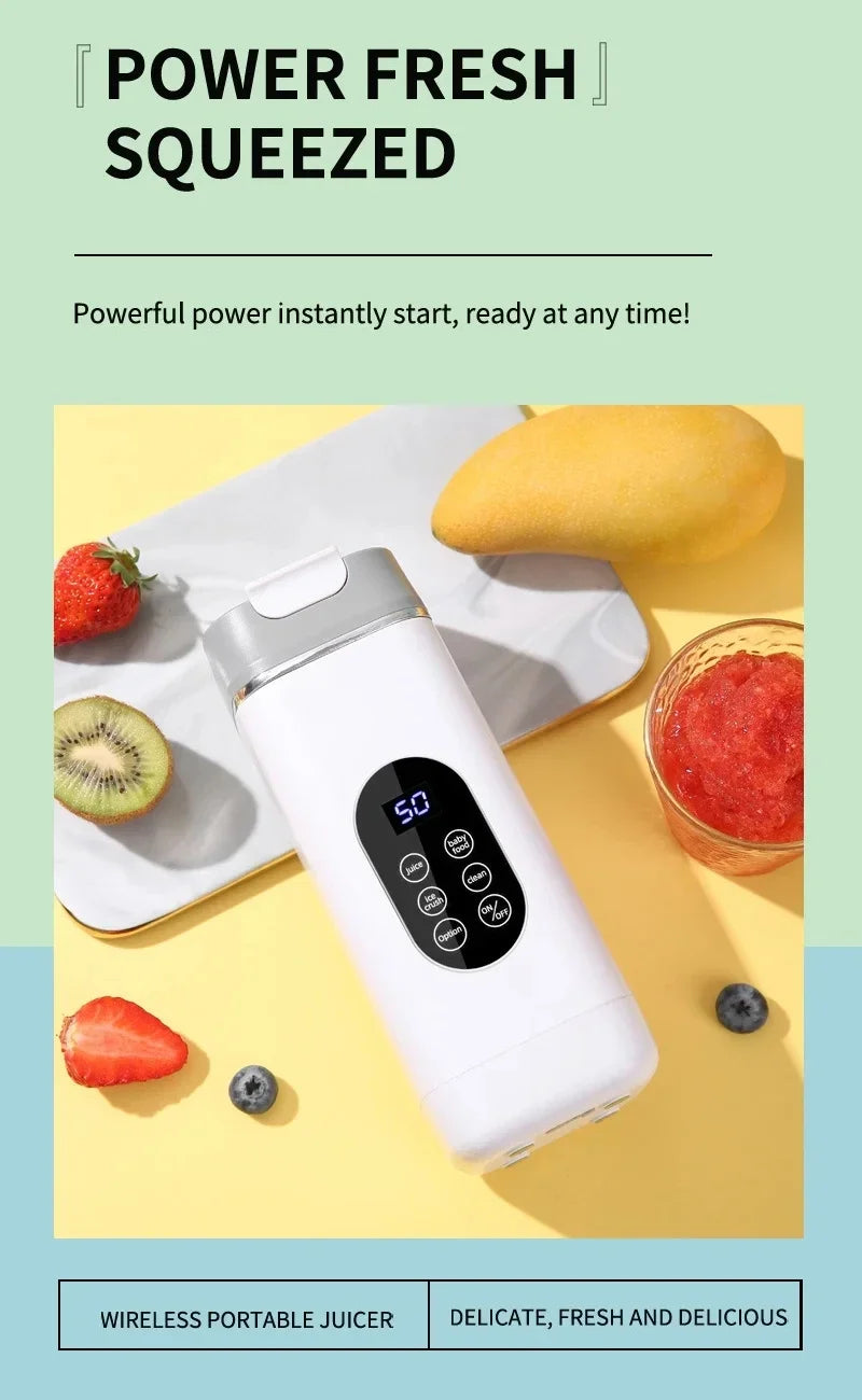 Electric Blender Rechargeable Portable Juicer USB Charging Hand Blender Electric Fruit Juicer 12 Blades Crushed Ice Juicer Cup - AMULET RING STORE