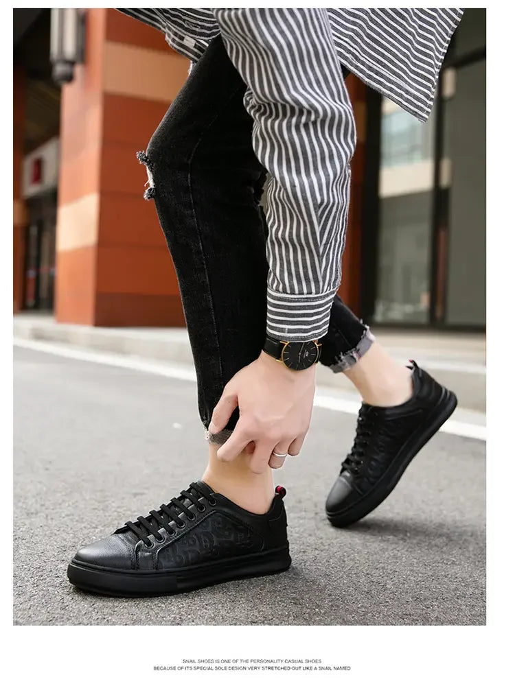 Leisure Shoes 2025 New Wear-resistant Fashion Shoes Anti-slip Anti-odor Leather Sports Thick Soles All Match Street Men's Shoes - AMULET RING STORE