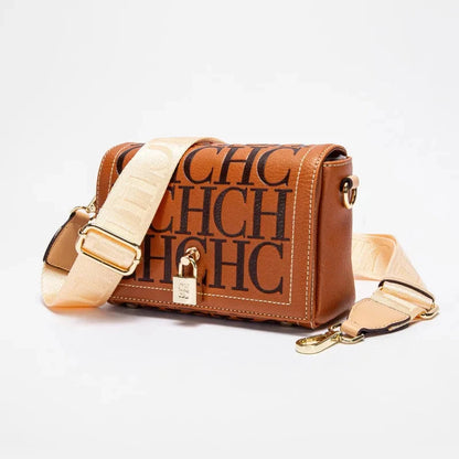 Fashion Design Model Metal Accessories Buckle Women's Shoulder Bag Luxury Brand 2025 Fashion Solid Colour Printed Head Bag