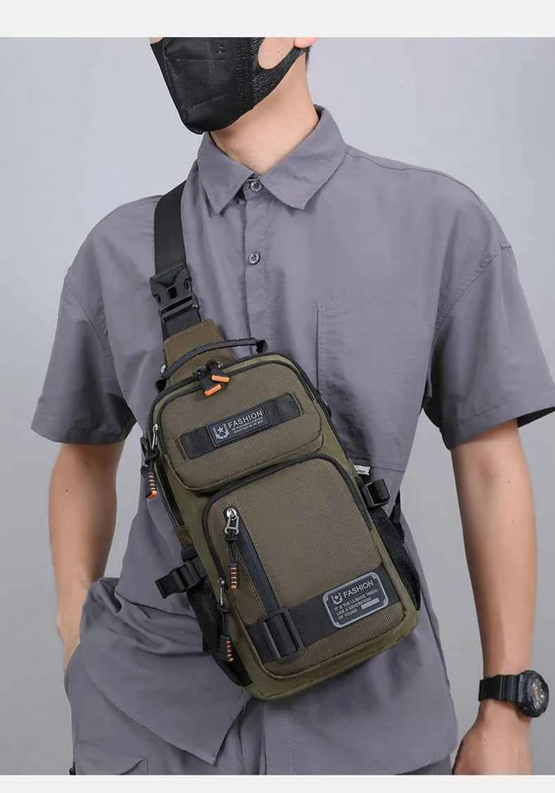 Male Multifunctional Sports Chest Bag Men's Lightweight Handbag  Multi Pockets Outdoor Hiking Climbing Cycling Crossbody Bags