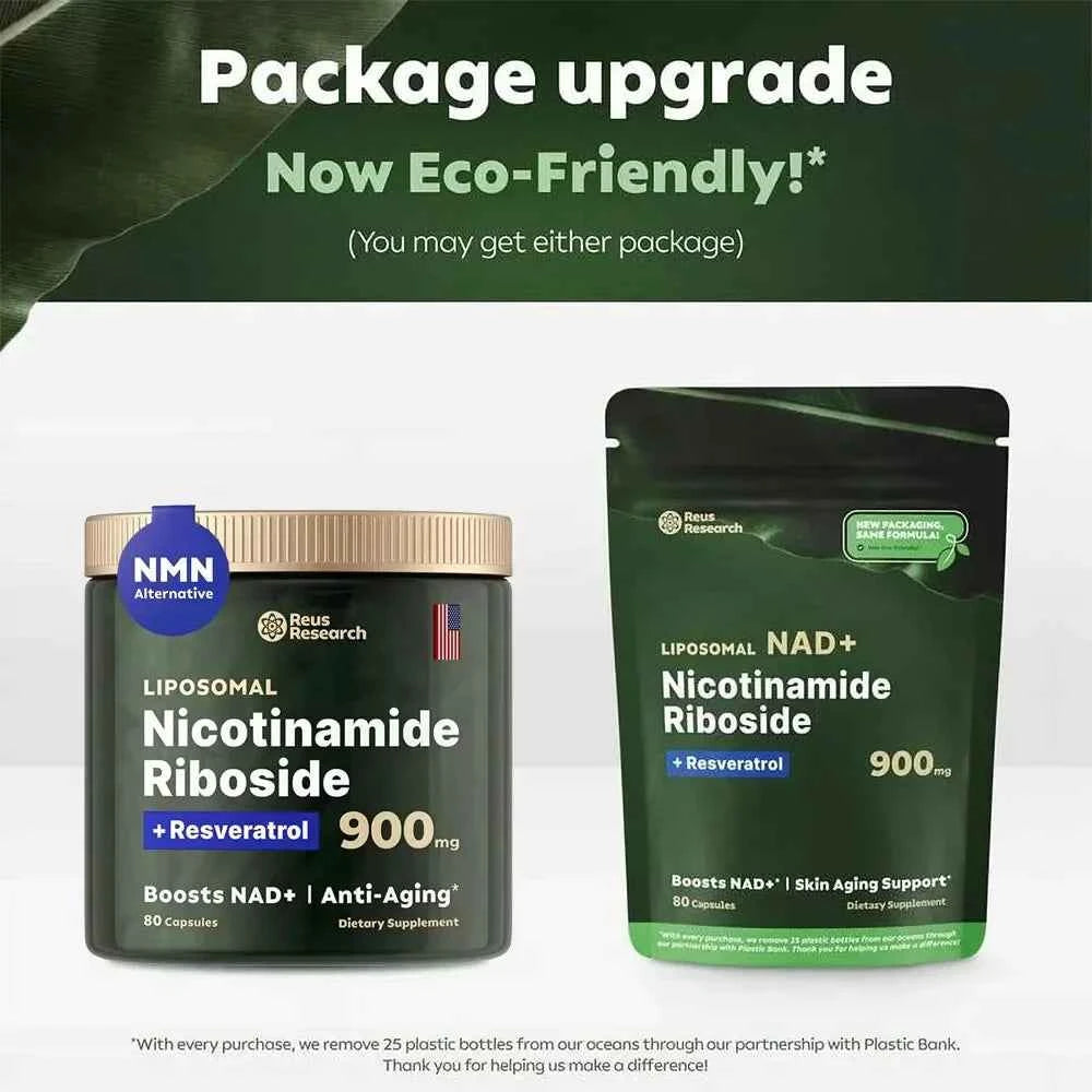 NAD+ Booster 900mg Anti-Aging Supplement with Nicotinamide Riboside Resveratrol Free Shipping
