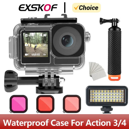 For DJI Osmo Action 4 Waterproof Case 40M Deep Diving Underwater Housing Shell for DJI Osmo Action 4 3 Action Camera Accessories - AMULET RING STORE