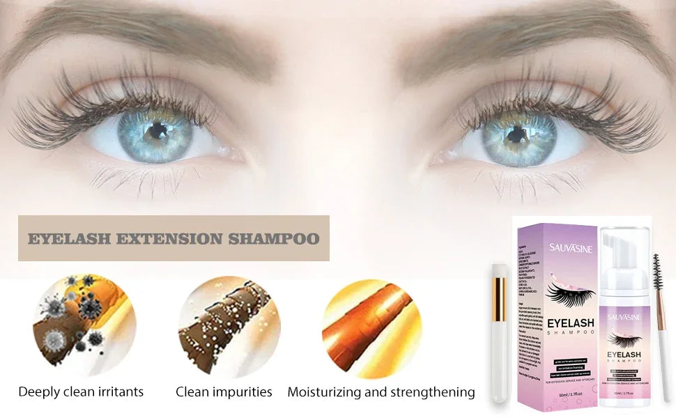 5/10PCS 50ML Eyelash Extension Shampoo Foam Mousse Kit Fast Makeup Glue Removal Foam Set Deeply Cleaning With Brush For Women - AMULET RING STORE