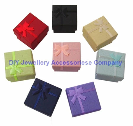 Fashion Ribbon Jewelry Box Multi Colors Ring Earrings Pendant 4x4x3cm Display Packaging Gift - AMULET RING STORE