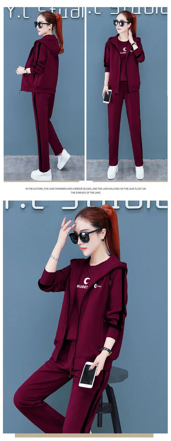Spring Autumn Women Tracksuit Coats+Sweatshirts+Pants 3Pcs Suit Fashion Outfits Ladies Casual Clothing Sets Loose Sportswear