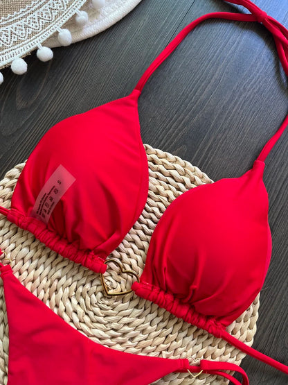 RUOTONSEPT Sexy Halter Solid color Bikini Set Women's Swimsuit Two-piece Triangle Thong Swimwear Bathing Suit Brazilian Biquinis - AMULET RING STORE