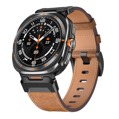 Metal+Leather Strap for Samsung Galaxy Watch Ultra 47mm Stainless Steel Business Bracelet Belt Galaxy Watch 8-7 Ultra 47mm Band