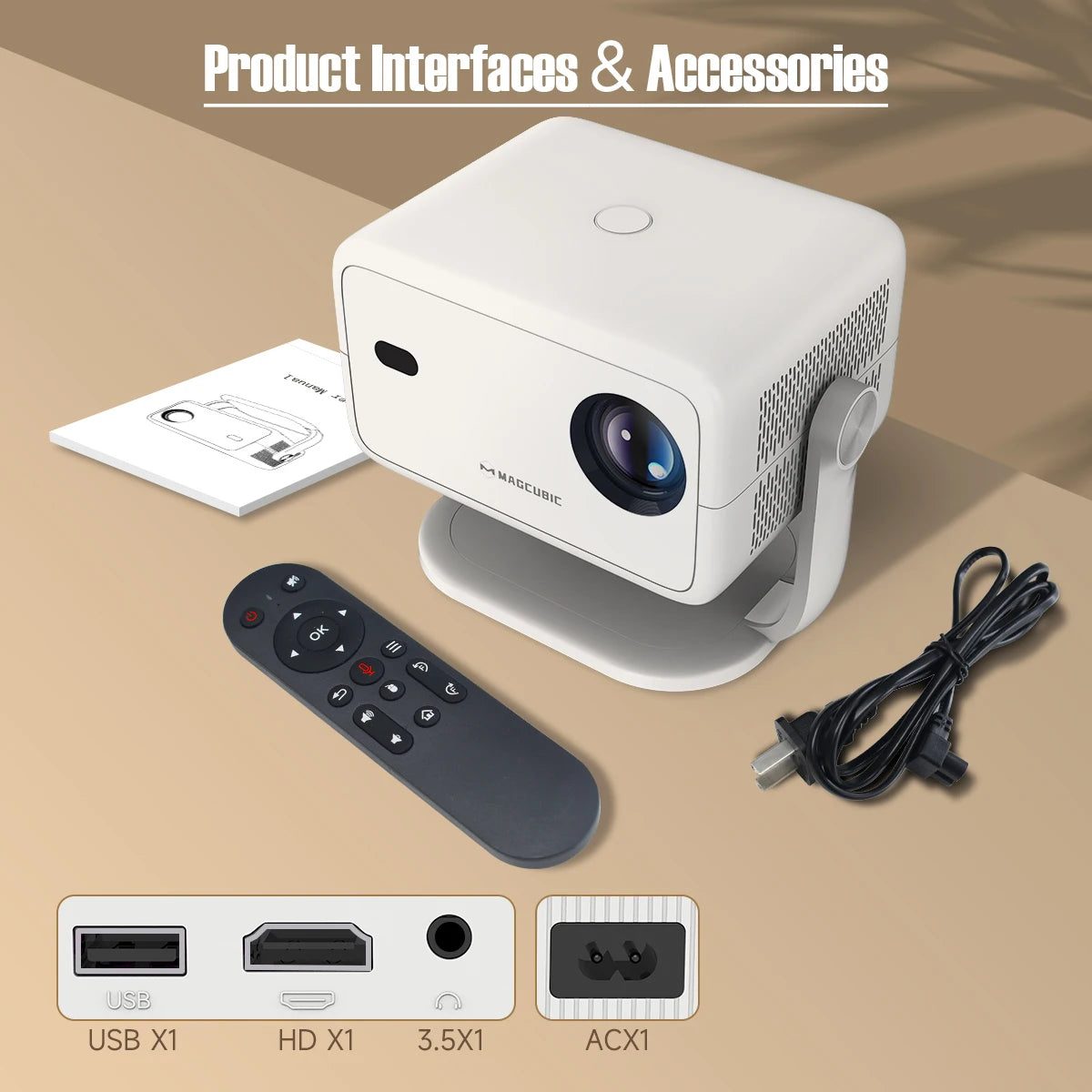 Magcubic 650ANSI L018 4K Projector Native 1080P Home Cinema Auto Focus Keystone Android 11 WiFi6 Portable Projector for Outdoor