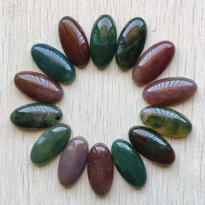 Fashion Mix natural Stone oval cabochons beads diy Jewelry accessories making 15x30mm Wholesale 20pcs/Lot fast shipping - AMULET RING STORE