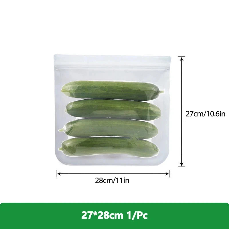 1/5/10 Pcs Reusable Ziplock Silicone Bags Dishwasher Safe Freezer Bag Lunch Bag Sandwich Bags BPA Free for Food Storage Home - AMULET RING STORE