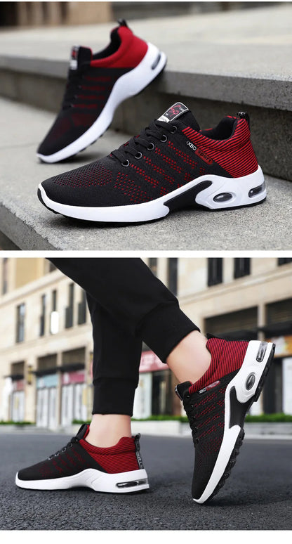 Men's shoes spring new trend men's shoes breathable lace-up running shoes Korean version of light casual walking shoes men - AMULET RING STORE